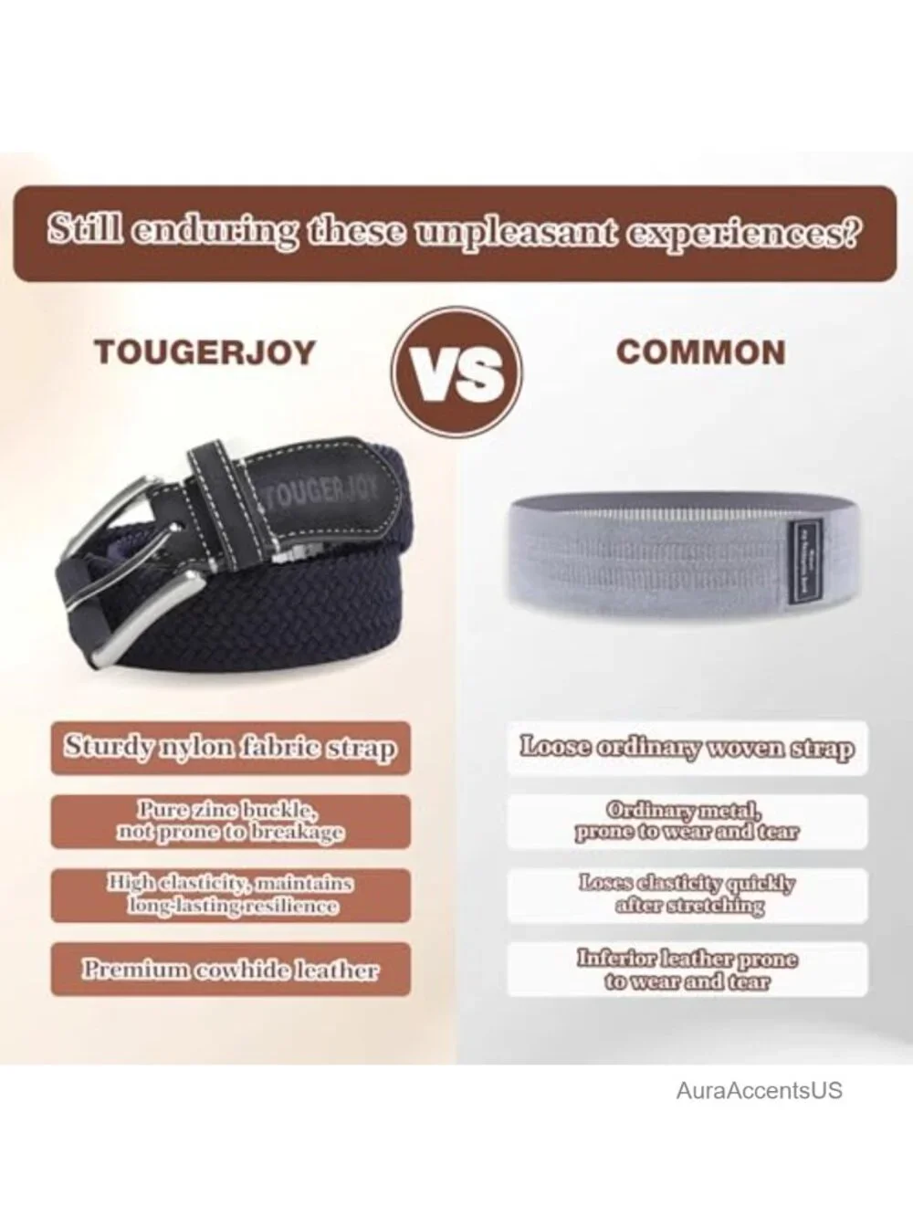 Men's Stretch Woven Belt Elastic Casual for Golf Hunting Pants Jeans
